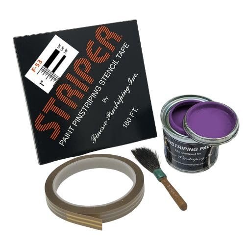 Automotive Pinstriping KIT - Stencil/Brush/Paint - Pinstripe Your Car/Truck | Striper: F-53 | Results: 1/4 inch Stripe, 1/4 inch Space, 1/8 inch Stripe (Purple, 160 Foot roll)
