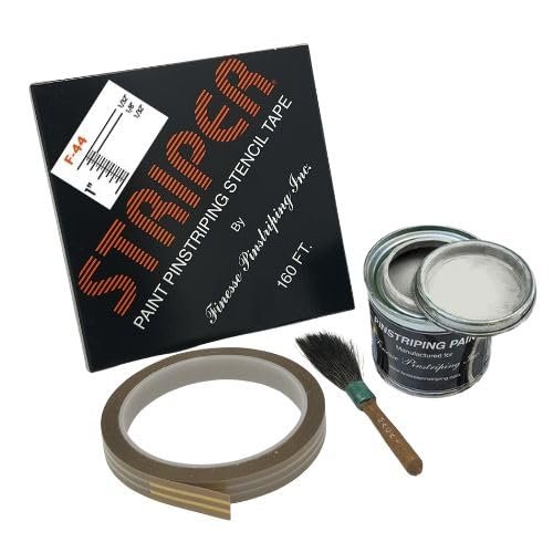 Automotive Pinstriping KIT - Stencil/Brush/Paint - Pinstripe Your Car/Truck | Striper F-44 | Results: 1/32 inch Stripe, 1/8 inch Space, 1/32 inch Stripe (Imitation Silver, 160 Foot roll)