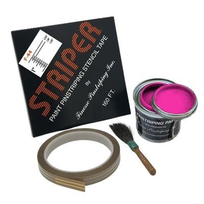 Automotive Pinstriping KIT - Stencil/Brush/Paint - Pinstripe Your Car/Truck | Striper F-44 | Results: 1/32 inch Stripe, 1/8 inch Space, 1/32 inch Stripe (Magenta, 42 Foot roll)