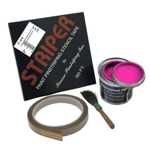 Automotive Pinstriping KIT - Stencil/Brush/Paint - Pinstripe Your Car/Truck | Striper F-44 | Results: 1/32 inch Stripe, 1/8 inch Space, 1/32 inch Stripe (Magenta, 42 Foot roll)