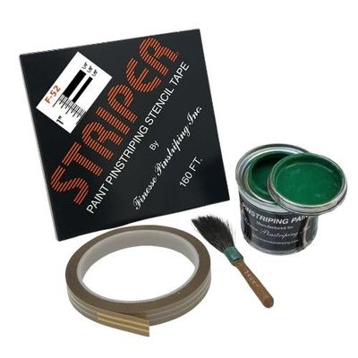Automotive Pinstriping KIT - Stencil/Brush/Paint - Pinstripe Your Car/Truck | Striper: F-52 | Results: 1/4 inch Stripe, 1/8 inch Space, 1/8 inch Stripe (Dark Green, 42 Foot roll)