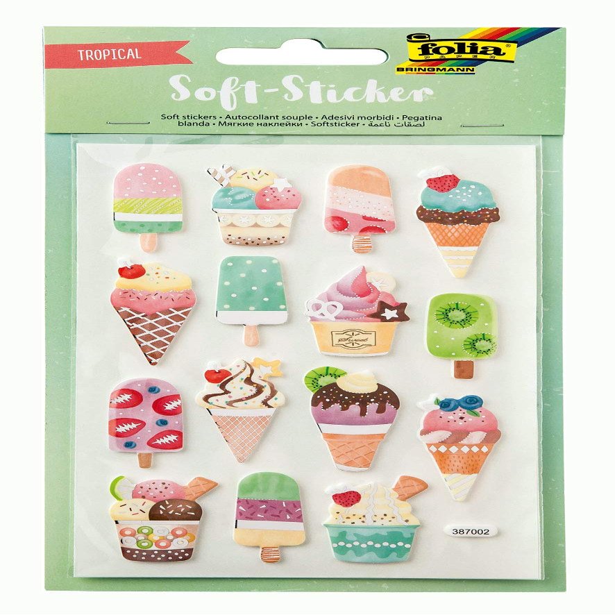 Soft Sticker Tropical High-Quality Foam Stickers with Hot Foil Finish, 28 Assorted Stickers, Ideal for Decorating Greeting Cards, Crafts and Scrapbooking
