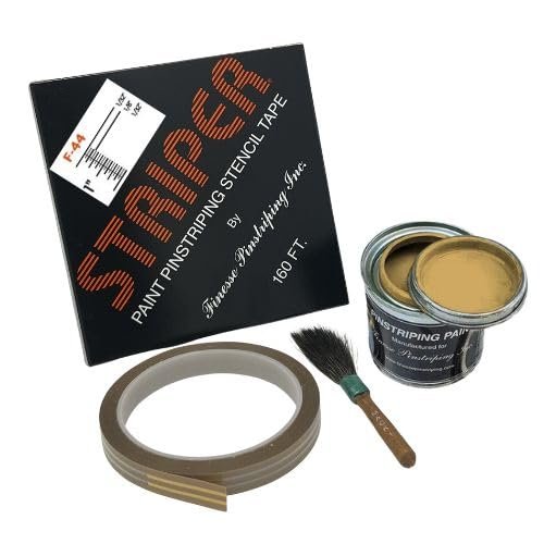 Automotive Pinstriping KIT - Stencil/Brush/Paint - Pinstripe Your Car/Truck | Striper F-44 | Results: 1/32 inch Stripe, 1/8 inch Space, 1/32 inch Stripe (Metallic Gold, 160 Foot roll)