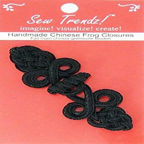 Chinese Frogs Closures Handmade Buttons Fasteners Hook & Eye Sewing Jackets Capes Shawls Renaissance Costumes -Black Color-Tapestry Net Design- 3" x 1.25"- 1 Pair/Pack