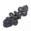 Chinese Frogs Closures Handmade Buttons Fasteners Hook & Eye Sewing Jackets Capes Shawls Renaissance Costumes -Black Color-Tapestry Net Design- 3" x 1.25"- 1 Pair/Pack view 3