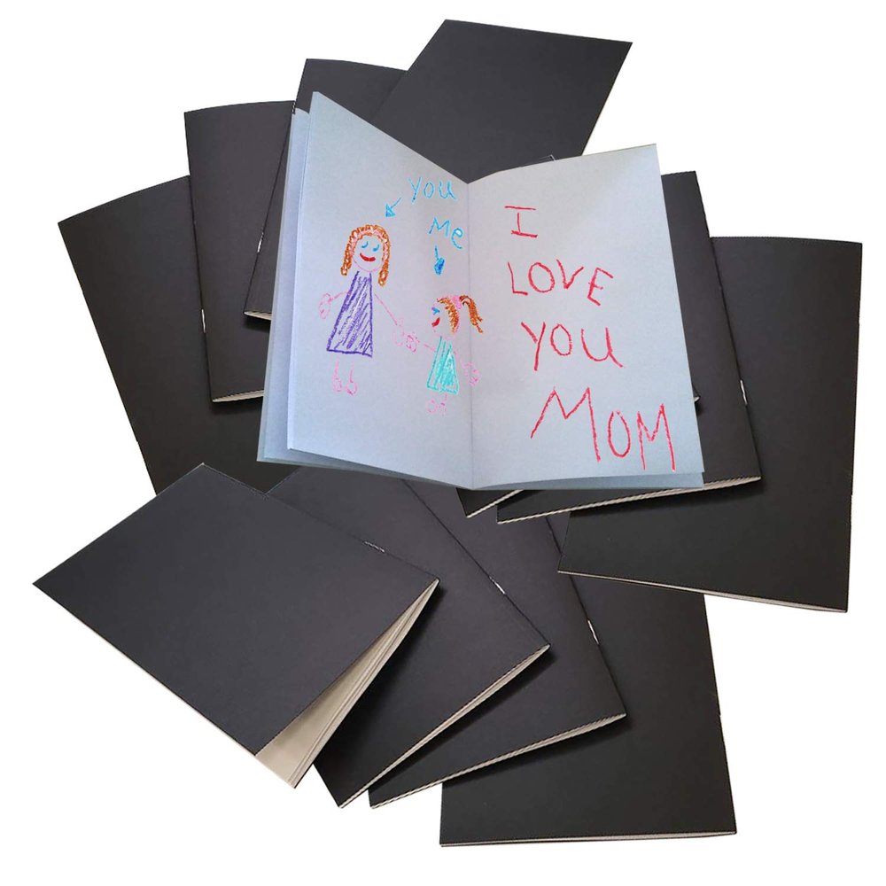 DEBRADALE DESIGNS - Brite & Clever Kid's 40 Blank Page Books for Kids - 5-1/4" x 8-1/2" - 12 Pack - Black Cover - Bulk Notebooks - Journals, Drawing, Art - Great for Creative Quiet Play Time