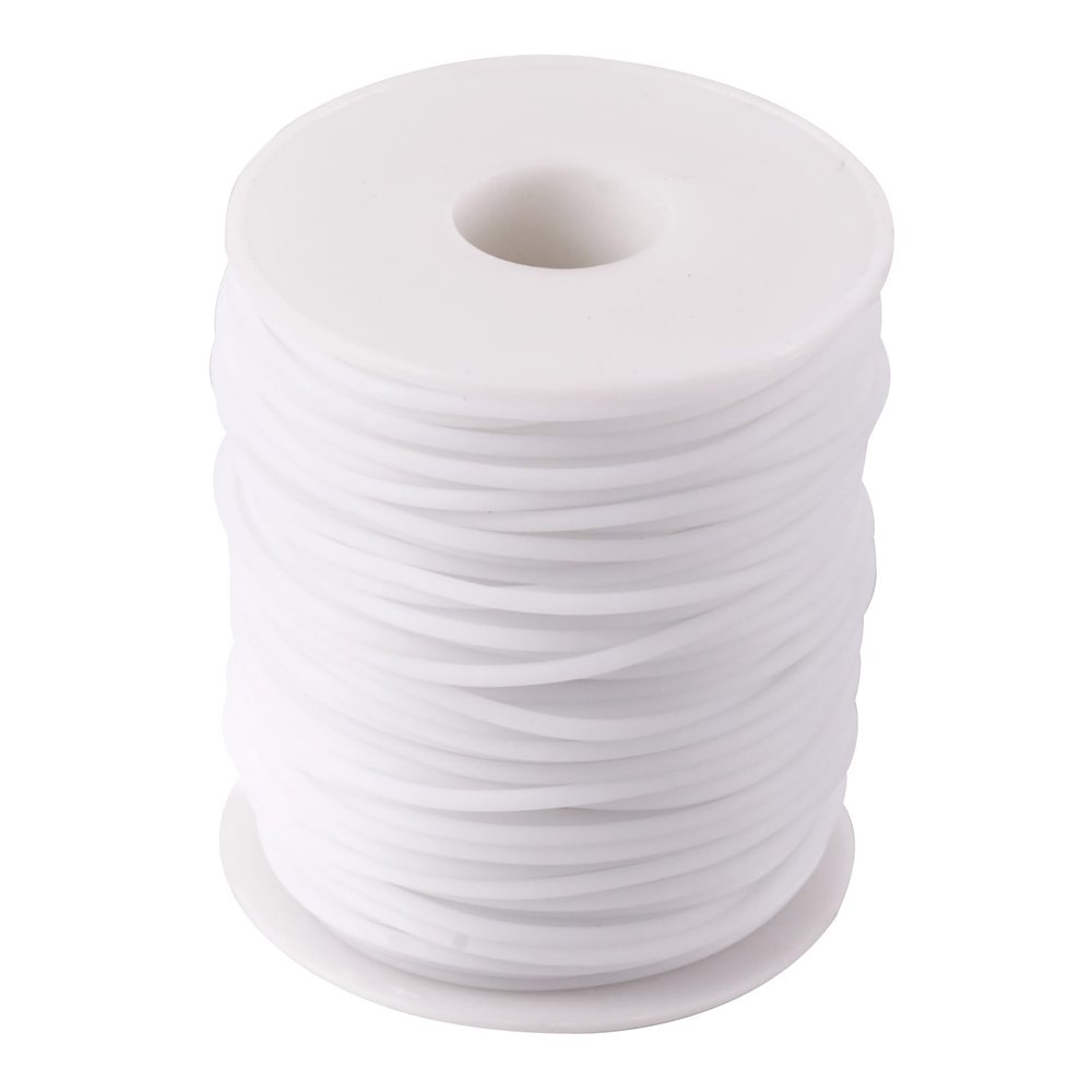 Beadthoven 2mm Hollow Pipe Rubber Tube Cords, 54.68Yards Barber Cord for Knitting Stitch Holder, Tubing Rubber Cord with Spool for Bracelet Jewelry Making DIY Crafts 1mm Hole - White