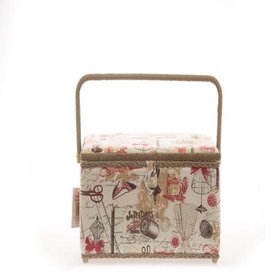 Allary 4397 Jumbo Tan 16"x10"x8" Rectangle Sewing Basket Bundle with 811 Sewing Accessory Kit