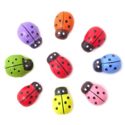 "Honbay 100PCS 10x13mm Flatback Self Adhesive Tiny Wooden Ladybug Embellishments for Micro Landscape, DIY Crafts and More (Mixed)"