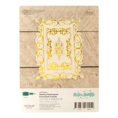 Couture Creations CUT FOIL EMBOSS DIES RECT FLOUR, us:one size, Rectangular Flourished Frames