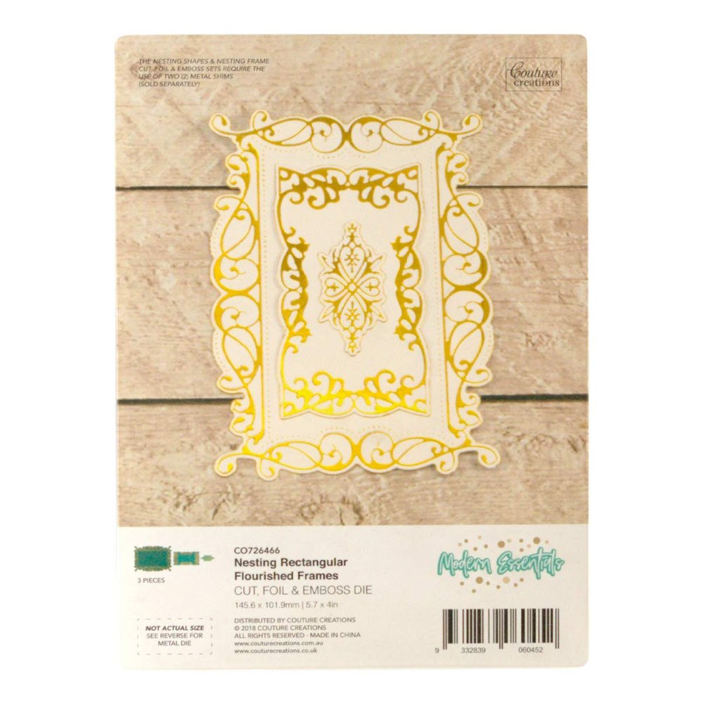 Couture Creations CUT FOIL EMBOSS DIES RECT FLOUR, us:one size, Rectangular Flourished Frames