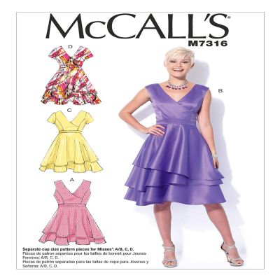 McCall's Sewing Pattern MP495 / M7316 - Misses' Asymmetrical Tiered Dressess, Size: E5 (14-16-18-20-22)