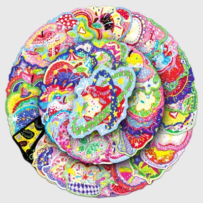 50Pcs Laser Apple Stickers Waterproof Holographic Reflective Elements for Journal DIY & Daily Decor