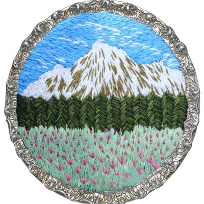 Aureate Handmade DIY Embroidery Kits Fabric Wall Art Home Decoration Needlepoint Scenery (Mountain-4)