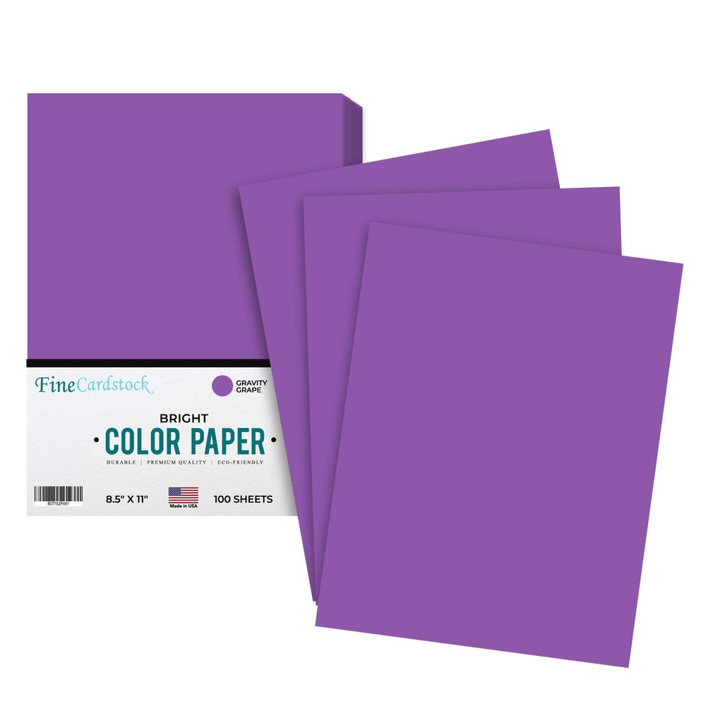8.5 x 11" Gravity Grape Color Paper Smooth, for School Office & Home Supplies, Holiday crafting, Arts and Crafts | Acid & Lignin Free | Regular 24lb Paper - 100 Sheets Per Pack