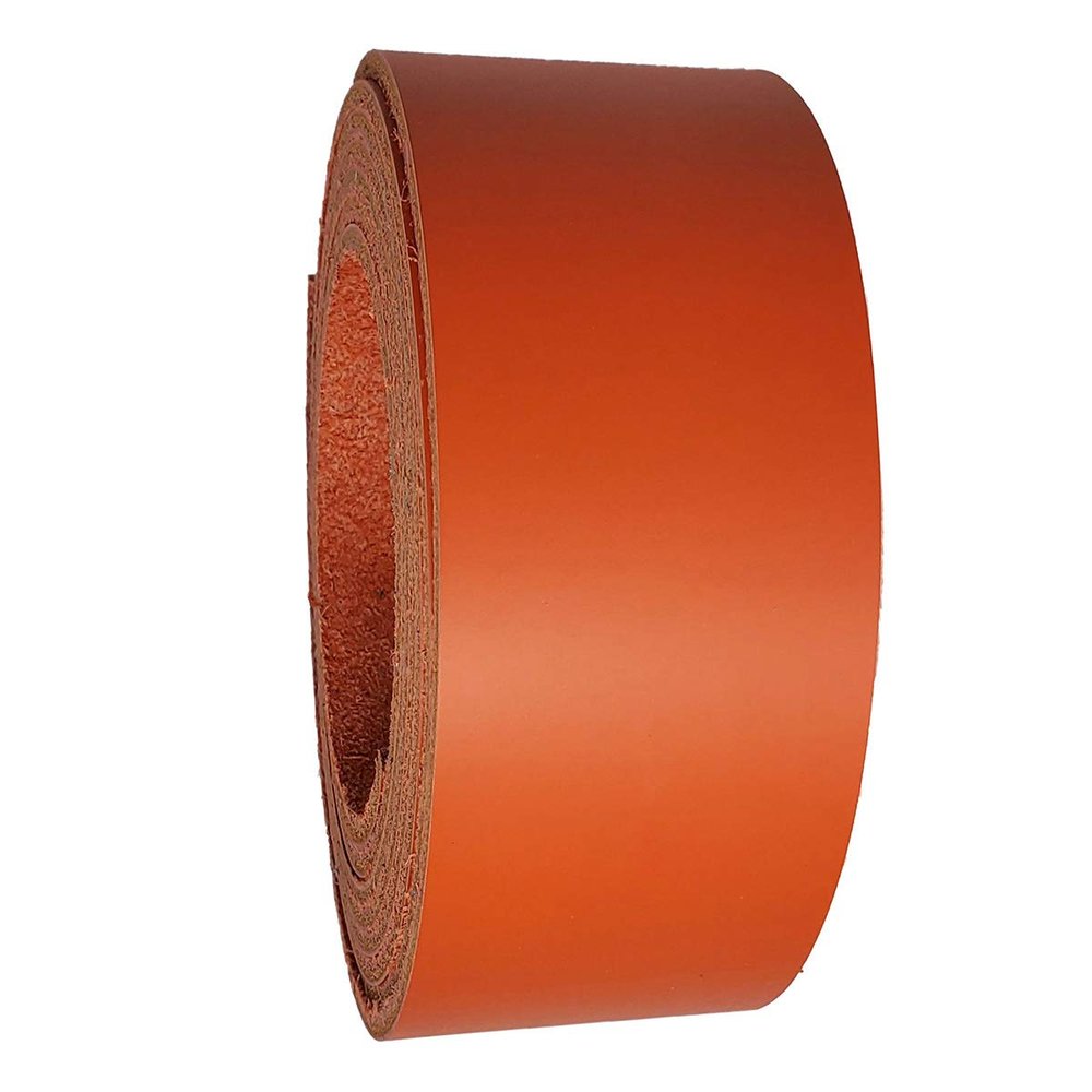 1.25 Inch Leather Strips 60 Inch Long - 6-7 oz (2.4-2.8 mm) Latigo Leather Strips Great for Belts, Collars,Leather Craft - Made in USA by Pitka Leather (Orange)