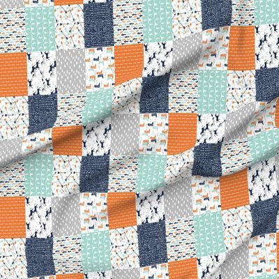 Spoonflower Fabric - Western Cheater Quilt Nursery Cactus Cowboy Boy Printed on Denim Fabric by The Yard - Bottomweight Apparel Home Decor Upholstery