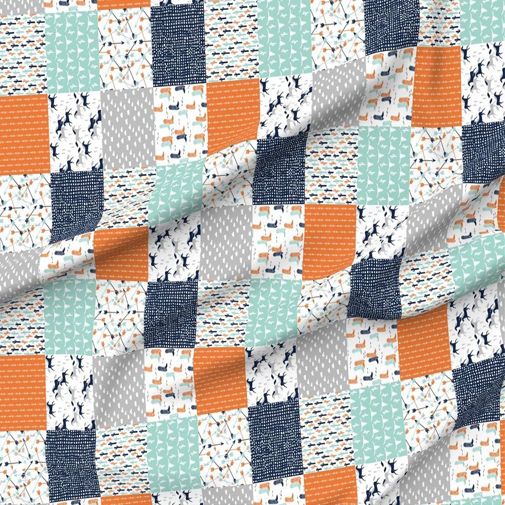 Spoonflower Fabric - Western Cheater Quilt Nursery Cactus Cowboy Boy Printed on Denim Fabric by The Yard - Bottomweight Apparel Home Decor Upholstery
