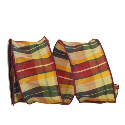 Reliant Ribbon Dupioni Dare Plaid Wired Edge Ribbon, 2-1/2 Inch X 10 Yards, Multi