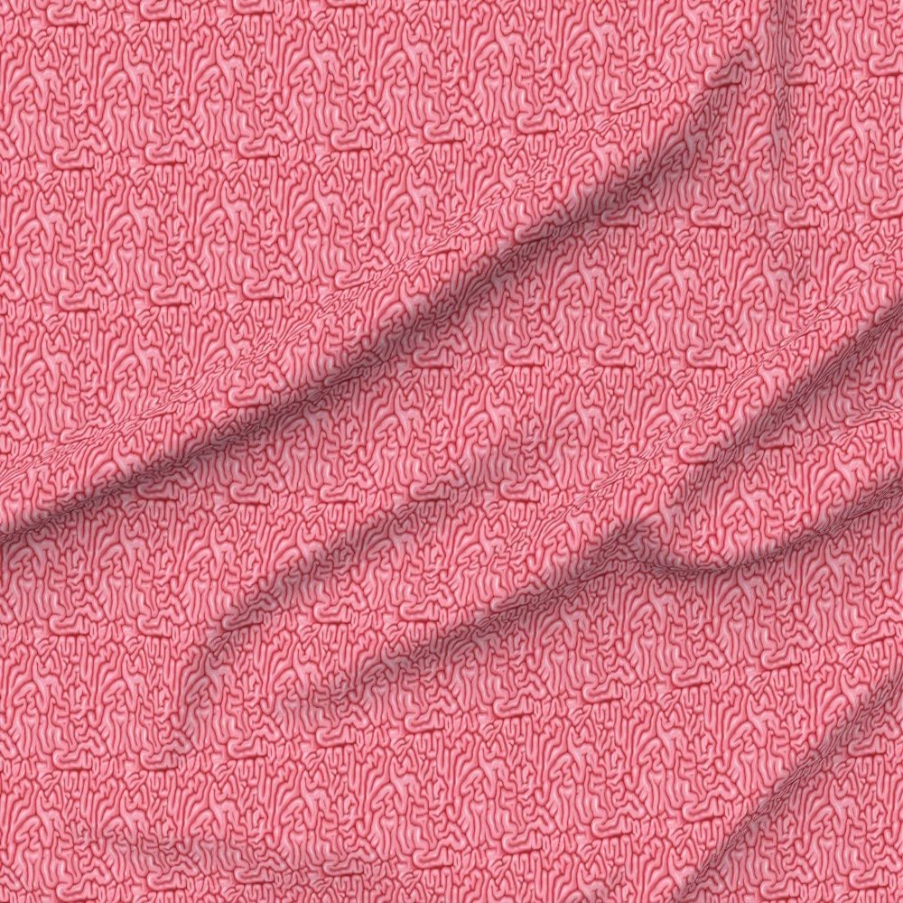 Spoonflower Fabric - Neon Pink Brains Guts Anatomy Brain Zombie Gross Nature Printed on Denim Fabric by The Yard - Bottomweight Apparel Home Decor Upholstery