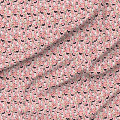 Fabric Husky Floral Cute Flowers Florals Dogs Best Pink Printed on Upholstery Velvet Fabric by the Yard - Upholstery Home Decor Bottomweight Apparel