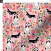 Fabric Husky Floral Cute Flowers Florals Dogs Best Pink Printed on Upholstery Velvet Fabric by the Yard - Upholstery Home Decor Bottomweight Apparel view 3