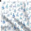 Spoonflower Fabric - Sailboat Chinoiserie Chinese Watercolor Nautical Boats Blue Beach Sea Printed on Denim Fabric by The Yard - Bottomweight Apparel Home Decor Upholstery view 2