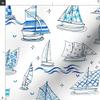 Spoonflower Fabric - Sailboat Chinoiserie Chinese Watercolor Nautical Boats Blue Beach Sea Printed on Denim Fabric by The Yard - Bottomweight Apparel Home Decor Upholstery view 3