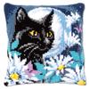 Vervaco Cross Stitch Embroidery Kits Pillow Front for Self-Embroidery with Embroidery Pattern on 100% Cotton and Embroidery Thread, 15,75 x 15,75 Inches - 40 x 40 cm, Night Cat view 1