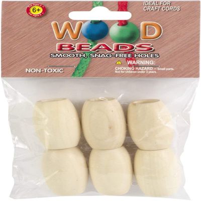 Pepperell PWB3222-03 32 x 22 mm Oval Wood Beads - Natural, 6 per Pack6