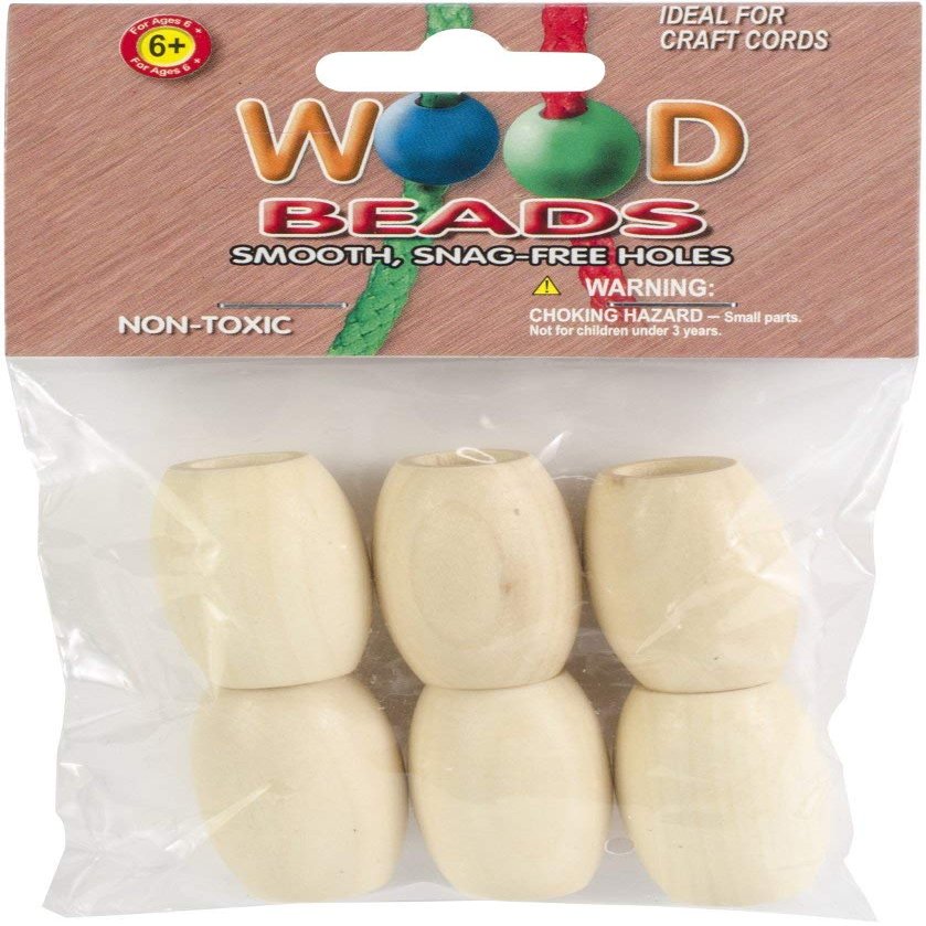 Pepperell PWB3222-03 32 x 22 mm Oval Wood Beads - Natural, 6 per Pack6