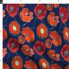 Spoonflower Fabric - Poppy Navy Red Floral Botanical Summer Blue Flower Print Flowers Printed on Denim Fabric by The Yard - Bottomweight Apparel Home Decor Upholstery view 2