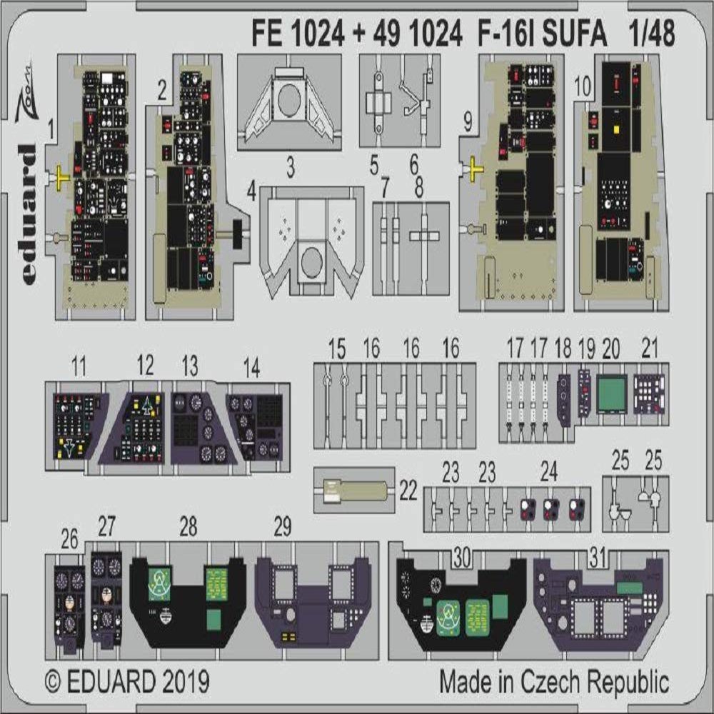 Eduardo 1/48 Zoom Etching Parts F-16I Sufa (For Hasegawa) Plastic Model Parts EDUFE1024