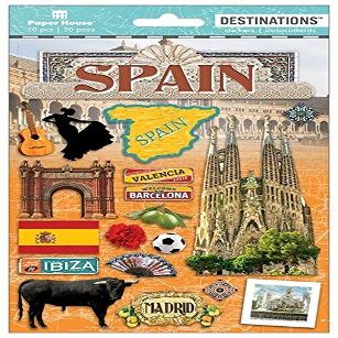 Paper House Spain Travel & Vacation Dimensional 2D Scrapbook Stickers (1-Pack) STDM-2020