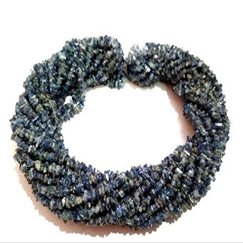 Natural 1 Strand 34 Blue Kyanite Uncut Chips Beads/Freeform Shape Gemstone Beads|4-5 mm Plain Uneven Smooth Beads for Jewelry Making | Loose Beads | AAA Quality| Nugget Chips