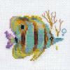 Tropical Fish Cross-Stitch kit on Aida 14 Count Canvas. Monochrome Little kit. Easy & Fast Cross Stitch kit by Alisa 0-151 view 1