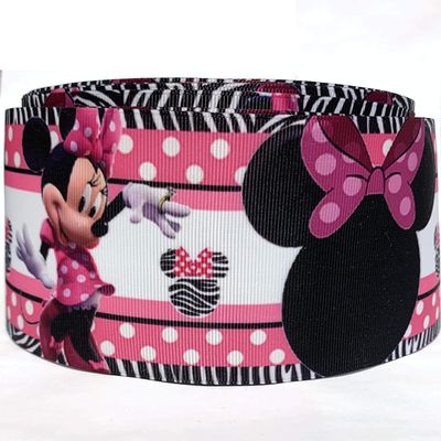 Grosgrain Ribbon 1.5 Mouse Love Pink -Cartoon Bows Printed Per Yard