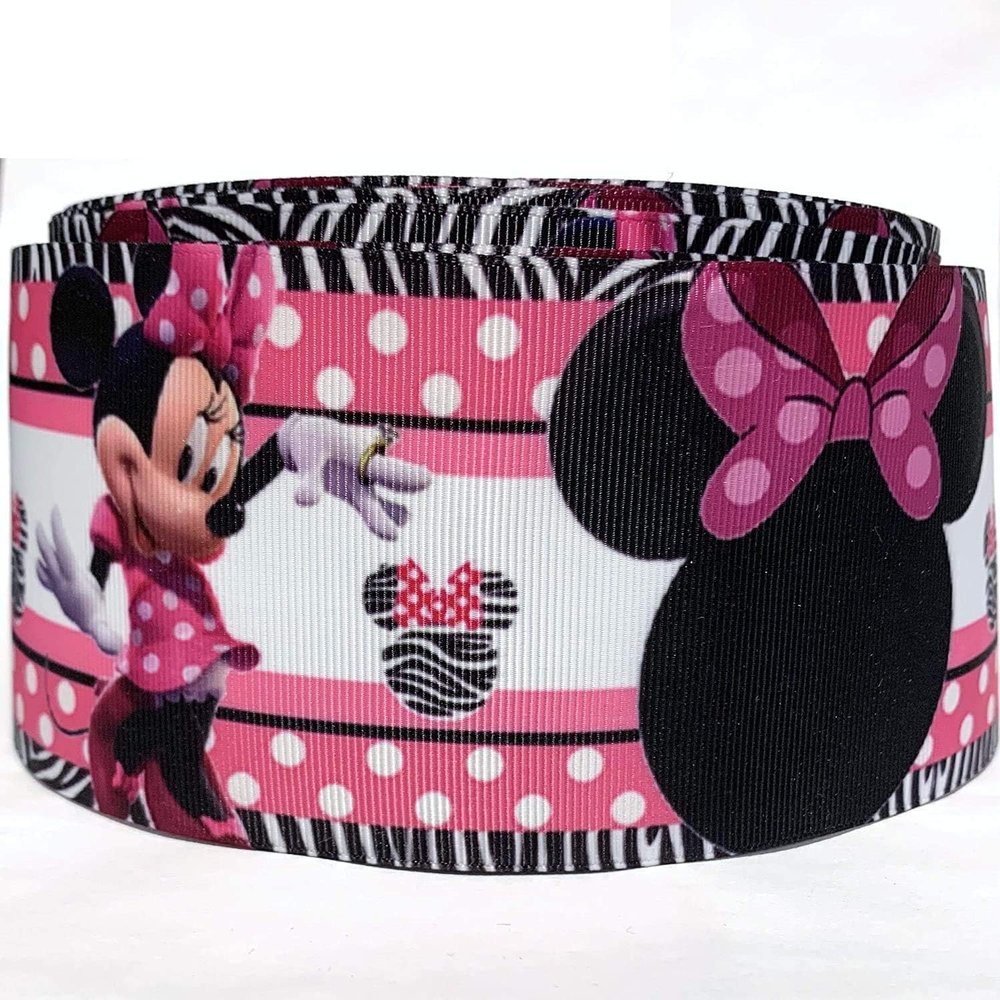 Grosgrain Ribbon 1.5 Mouse Love Pink -Cartoon Bows Printed Per Yard