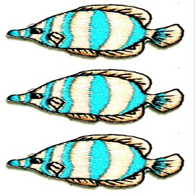 Set 3 Pcs Mini Small Fish Underwater Ocean Sea Life Animal Iron On Patches Cartoon Kids Sew On Appliques Embroidered Patch Badge Decorate Repair Patches Baby Clothes (01)