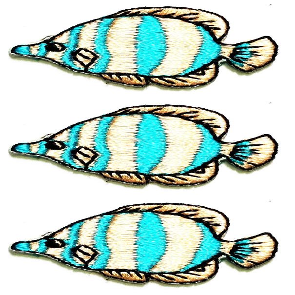 Set 3 Pcs Mini Small Fish Underwater Ocean Sea Life Animal Iron On Patches Cartoon Kids Sew On Appliques Embroidered Patch Badge Decorate Repair Patches Baby Clothes (01)