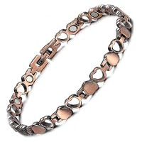 RainSo Pure Copper Heart Design Womens Magnetic Anklets 3500 Gauss Adjustable with Gift Box