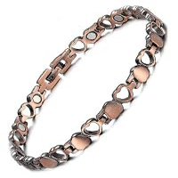 RainSo Pure Copper Heart Design Womens Magnetic Anklets 3500 Gauss Adjustable with Gift Box