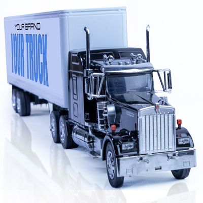 Shop72 Toys, Personalize These Diecast Trucks as Gifts for Truckers Friends or Employees with Your Logo Replica Kenworth W900 Semi Truck Toy, 1:32 Scale, 18 Wheelers
