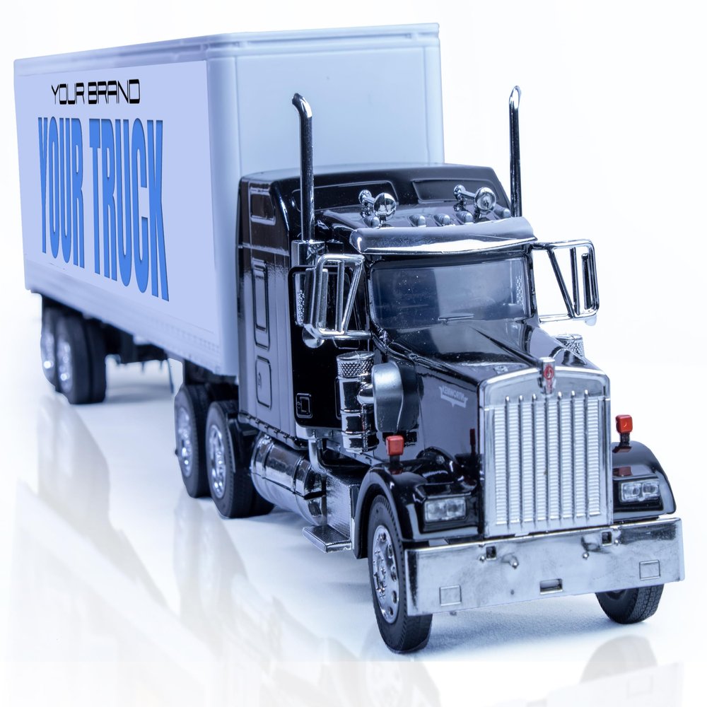 Shop72 Toys, Personalize These Diecast Trucks as Gifts for Truckers Friends or Employees with Your Logo Replica Kenworth W900 Semi Truck Toy, 1:32 Scale, 18 Wheelers