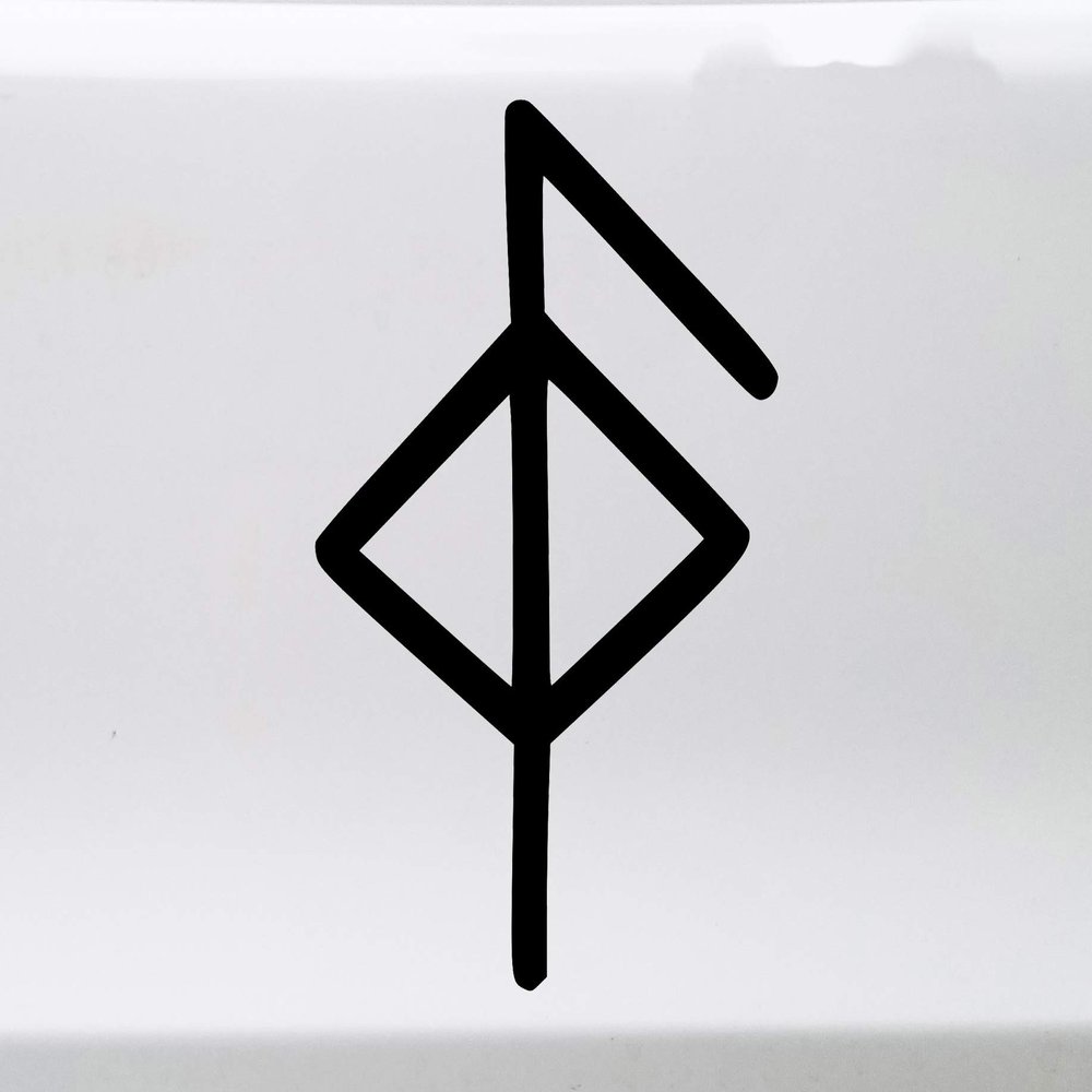 Health Bindrune Vinyl Sticker - Viking Symbol Bind Rune - Die Cut Decal - 6w x 10h inches - Red