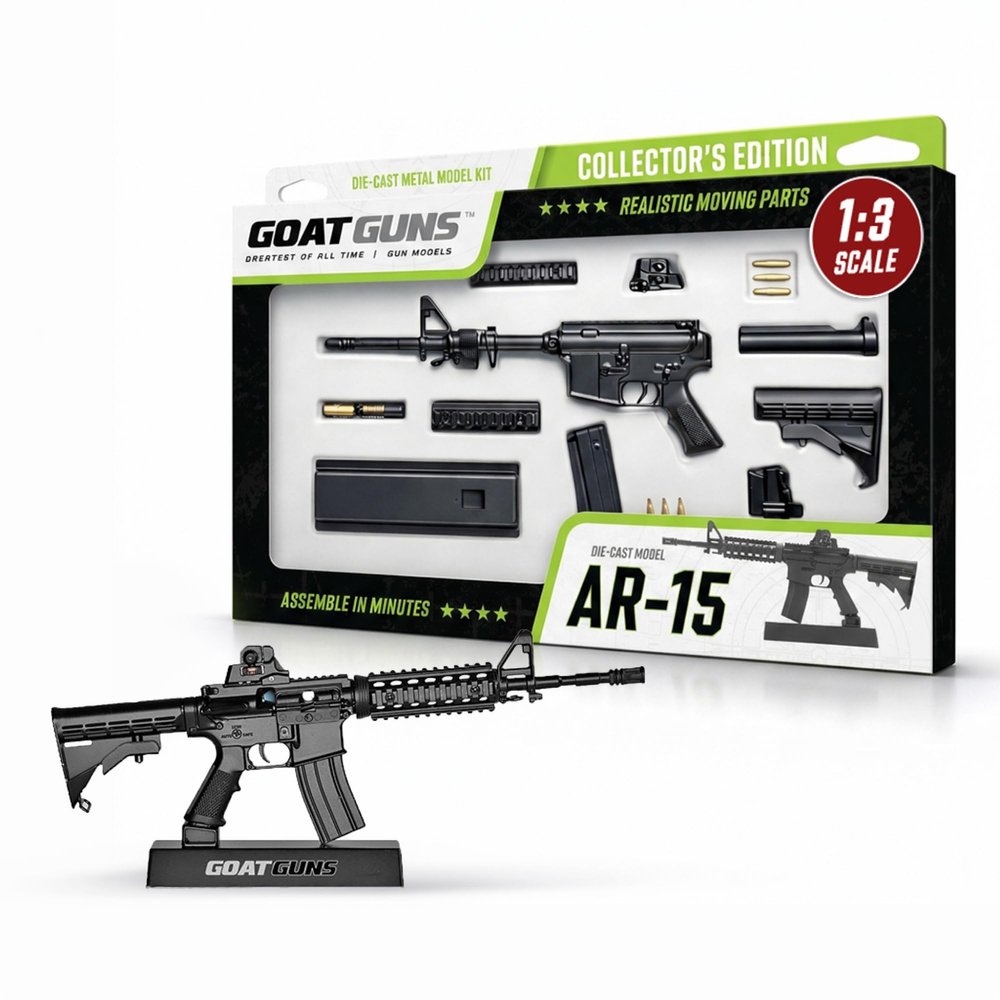 GOAT GUNS Miniature AR 15 (Charky) | 1:3 Scale Diecast Metal Model Building Kit | Model Kit for Adults