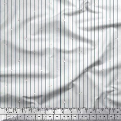 Stripe Print - Whites - Soimoi Cotton Jersey Knit Fabric, 58" Wide Soft Stretch Printed Fabric by The Yard for T-Shirts, Baby Clothes, Pajamas, Dresses, Leggings & DIY Projects