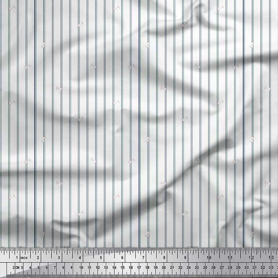 Stripe Print - Whites - Soimoi Cotton Jersey Knit Fabric, 58" Wide Soft Stretch Printed Fabric by The Yard for T-Shirts, Baby Clothes, Pajamas, Dresses, Leggings & DIY Projects