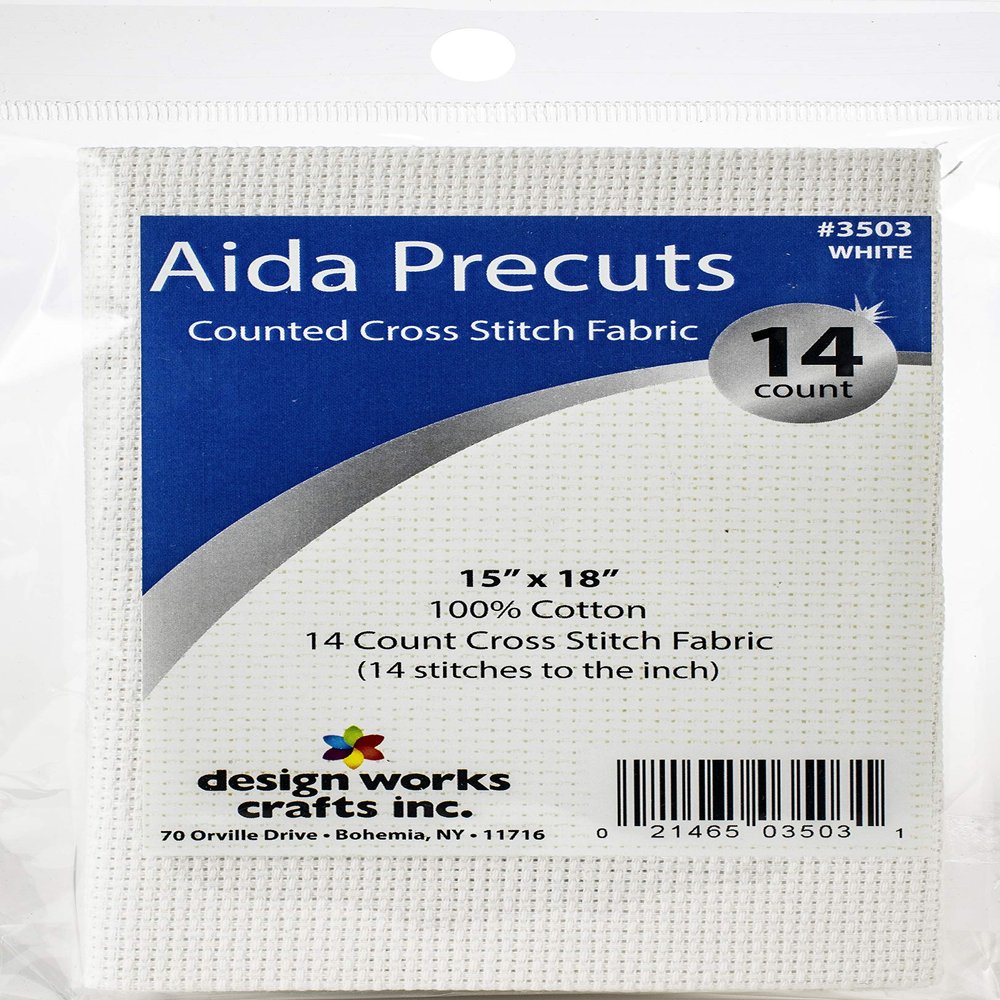 14 Count Aida Fabric Pre-Cut for Counted Cross Stitch - White