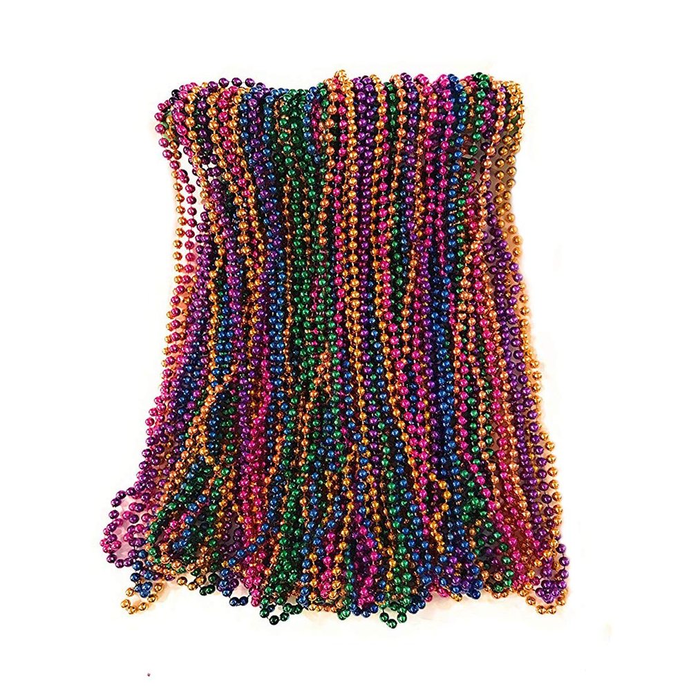 THE MARDI GRAS KREWE - Beads Necklaces Mardi Gras 72 Pack, 6 Dozen 33" 7mm - Party Favors, Parades, Bulk Decorations, Costumes, Festivals, Events - Assorted